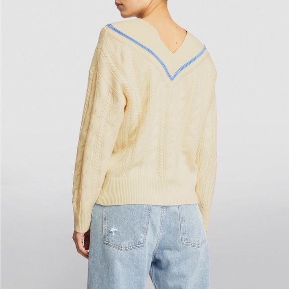 SANDRO Guilhem Logo-embroidered Wool-Cashmere V-Neck Sweater - Picture 3 of 6